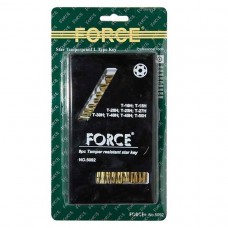 Набор Г-обр. Torx 9 пр. с отверстием T10Н-Т50Н, белые в метал. короб. FORCE