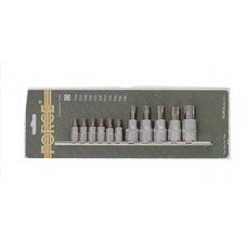 Набор головок-бит 1/4, 3/8 Torx 11 пр. T10-Т60 на планке в блистере FORCE