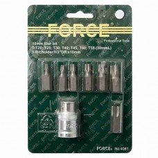 Набор бит Torx 10мм 8 пр. Т20-Т55 L=30мм в блистере FORCE F4081